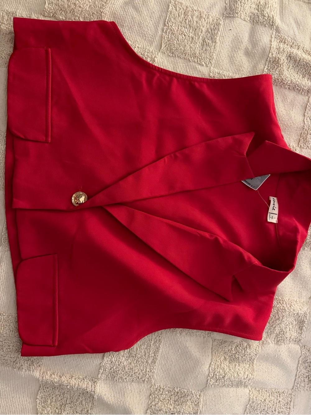 Red Sleeveless Cropped Blazer Vest - Unknown Brand